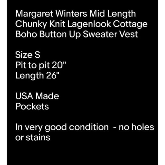 Mid Length Chunky Knit Lagenlook Cottage Boho Button Up Sweater Vest S - Picture 7 of 7
